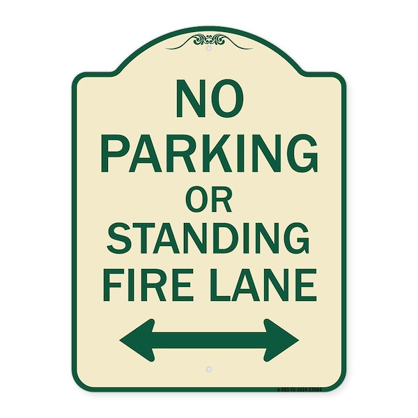 Signmission No Parking or Standing Fire Lane W/ Bidirectional Arrow Heavy-Gauge Alum, 24" x 18", TG-1824-23684 A-DES-TG-1824-23684 - main